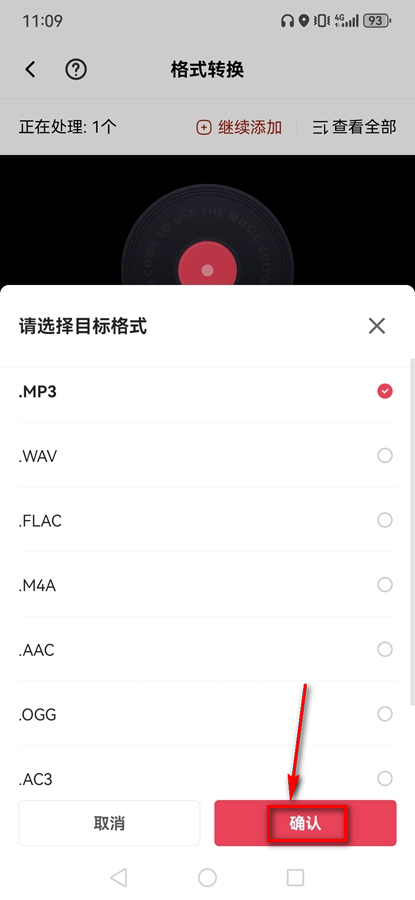 选择目标格式