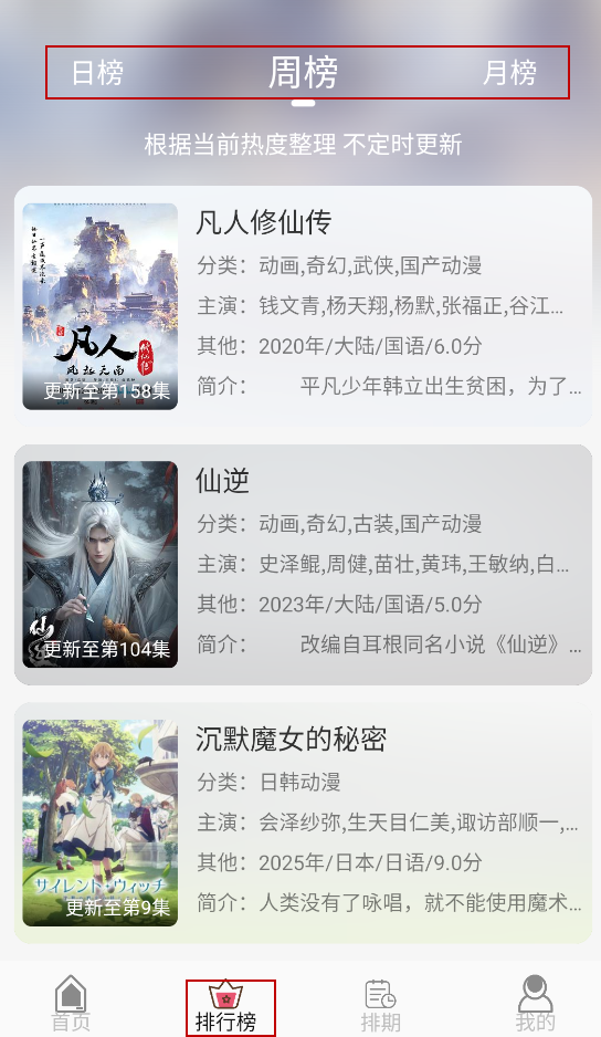 排行榜页面